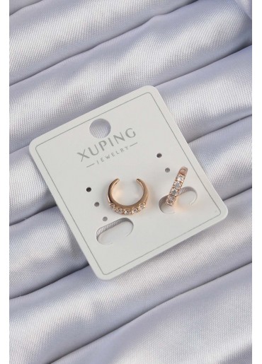 Erb Xuping Rose Renk Zirkon Taşlı Ay Görünümlü Earcuff Küpe