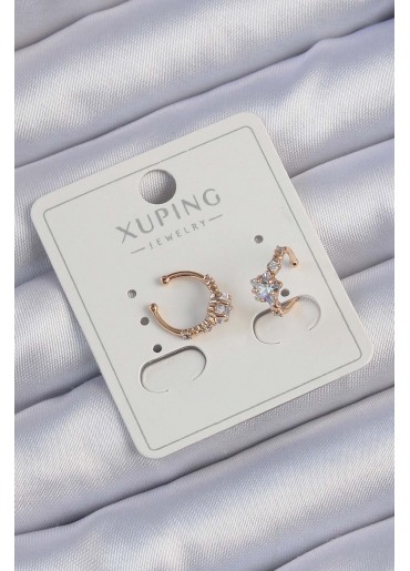 Erb Xuping Rose Renk Zirkon Taşlı Yıldız Model Earcuff Küpe