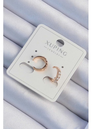 Erb Xuping Rose Renk Zirkon Taşlı Ay Model Earcuff Küpe