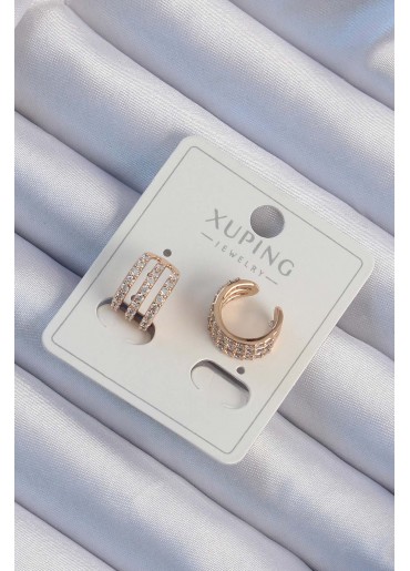 Erb Xuping Rose Renk Zirkon Taş Kaplama Earcuff Küpe