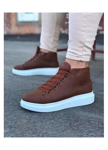 WG032 Taba Bağcıklı Sneakers  Yarım Bilek Bot 