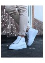 WG032 Beyaz Bağcıklı Sneakers  Yarım Bilek Bot