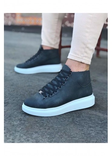 WG032 Gri Bağcıklı Sneakers  Yarım Bilek Bot