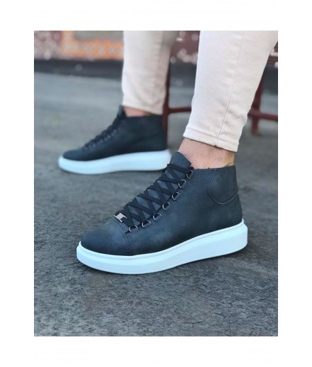 WG032 Gri Bağcıklı Sneakers  Yarım Bilek Bot