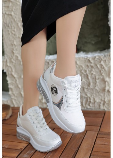 Lodsy Beyaz Cilt Bağcıklı Spor Ayakkabı